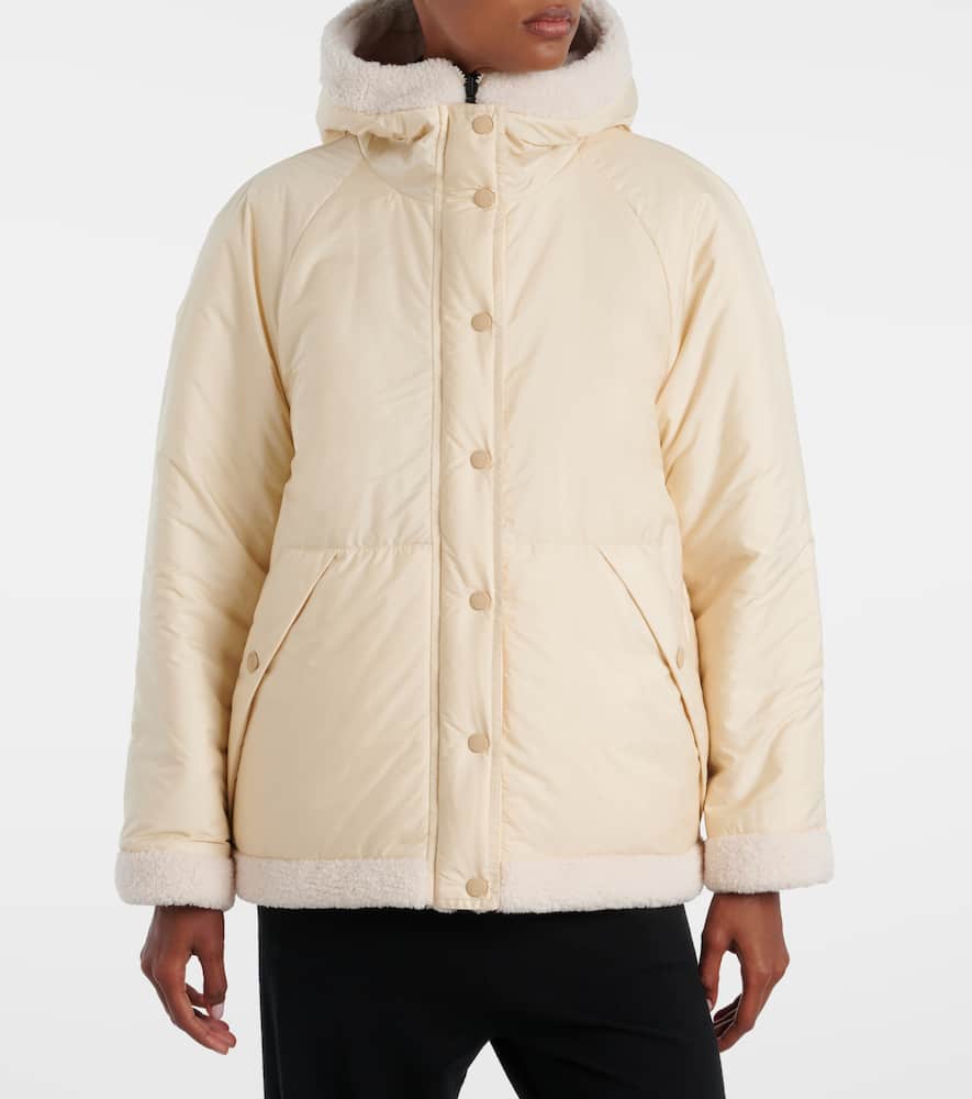 Moncler Yushan Reversible Teddy Short Padded Jacket In White
