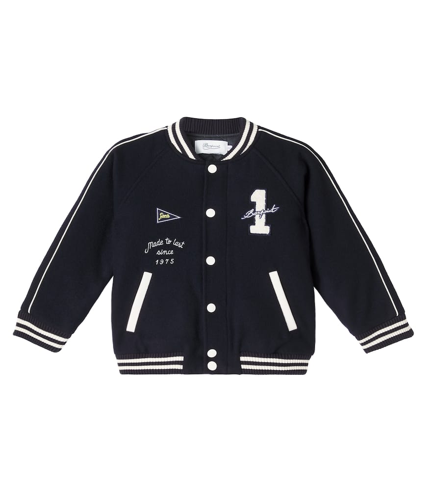 Bonpoint Josias Wool-blend Varsity Jacket In Black