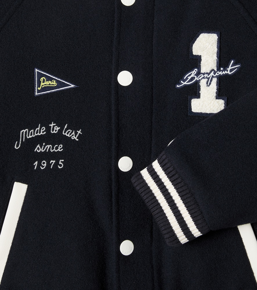 Bonpoint Josias Wool-blend Varsity Jacket In Black