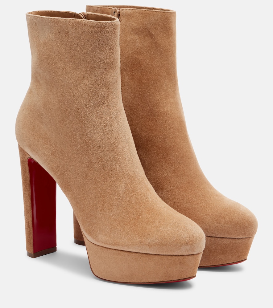 Christian Louboutin Loo Booty Suede Platform Boots 130 In Brown