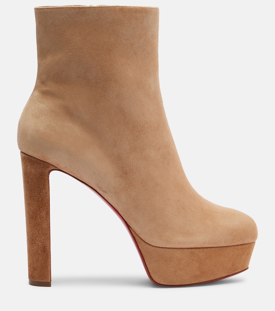 Christian Louboutin Loo Booty Suede Platform Boots 130 In Brown