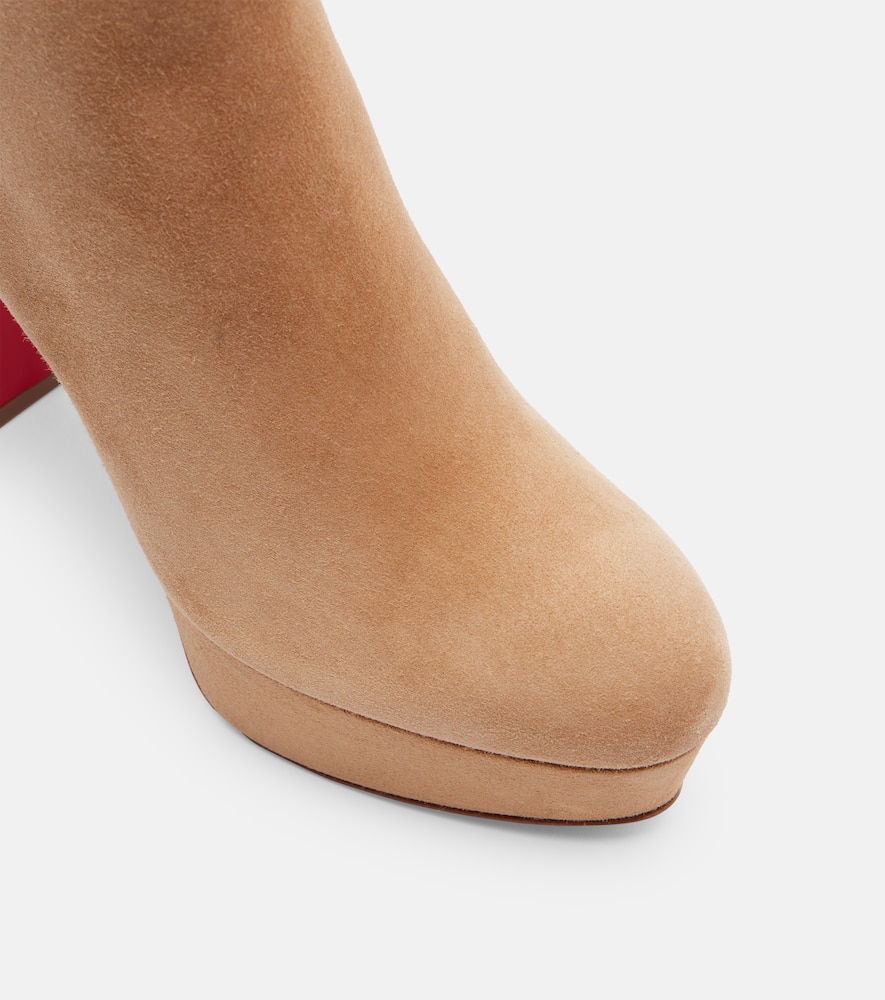 Christian Louboutin Loo Booty Suede Platform Boots 130 In Brown