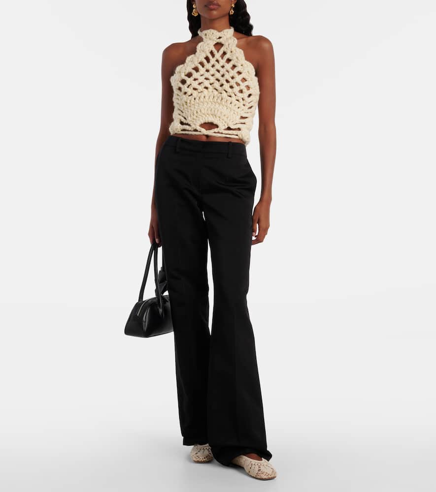 Magda Butrym Crochet Halterneck Top In Neutral