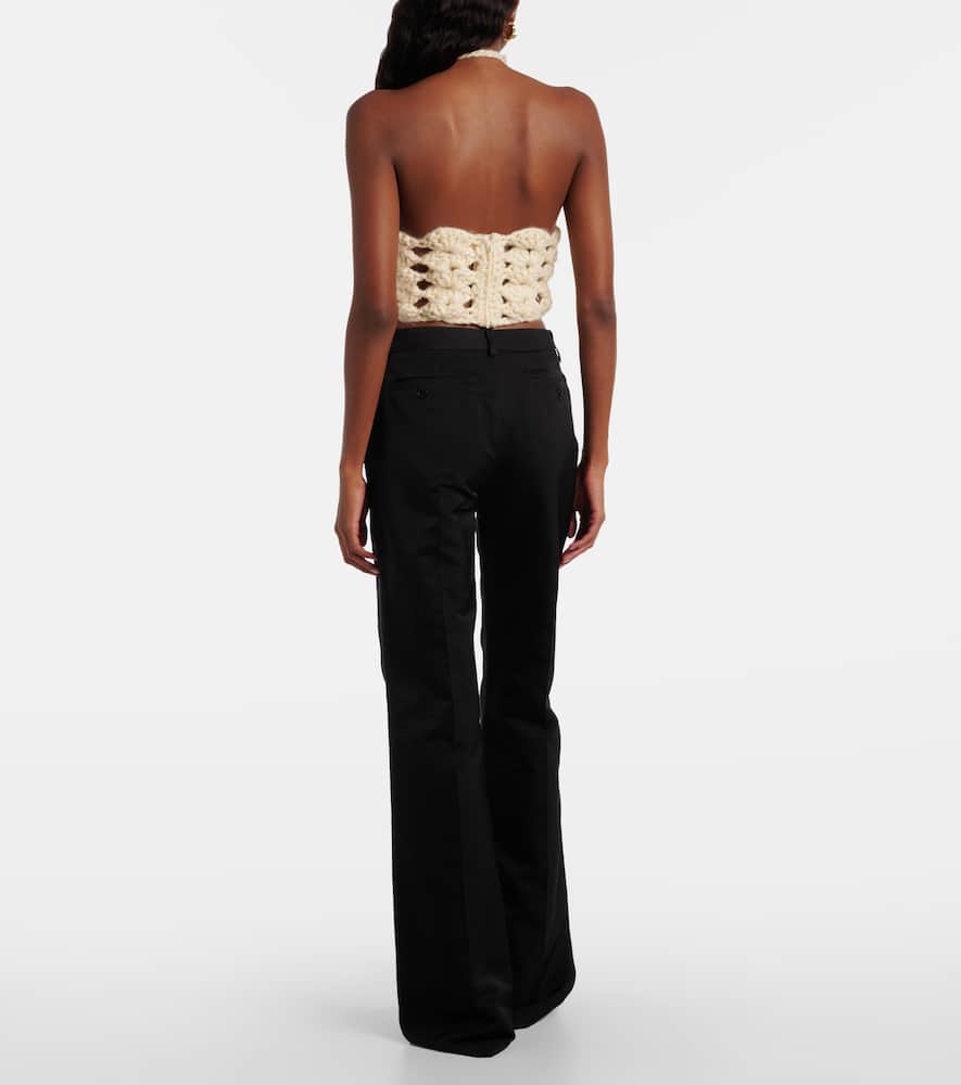 Magda Butrym Crochet Halterneck Top In Neutral