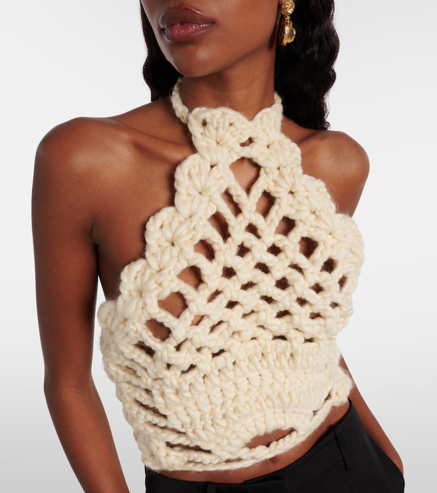 Magda Butrym Crochet Halterneck Top In Neutral
