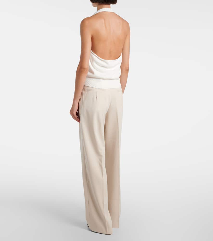 Aya Muse Halterneck Cotton-blend Top In White