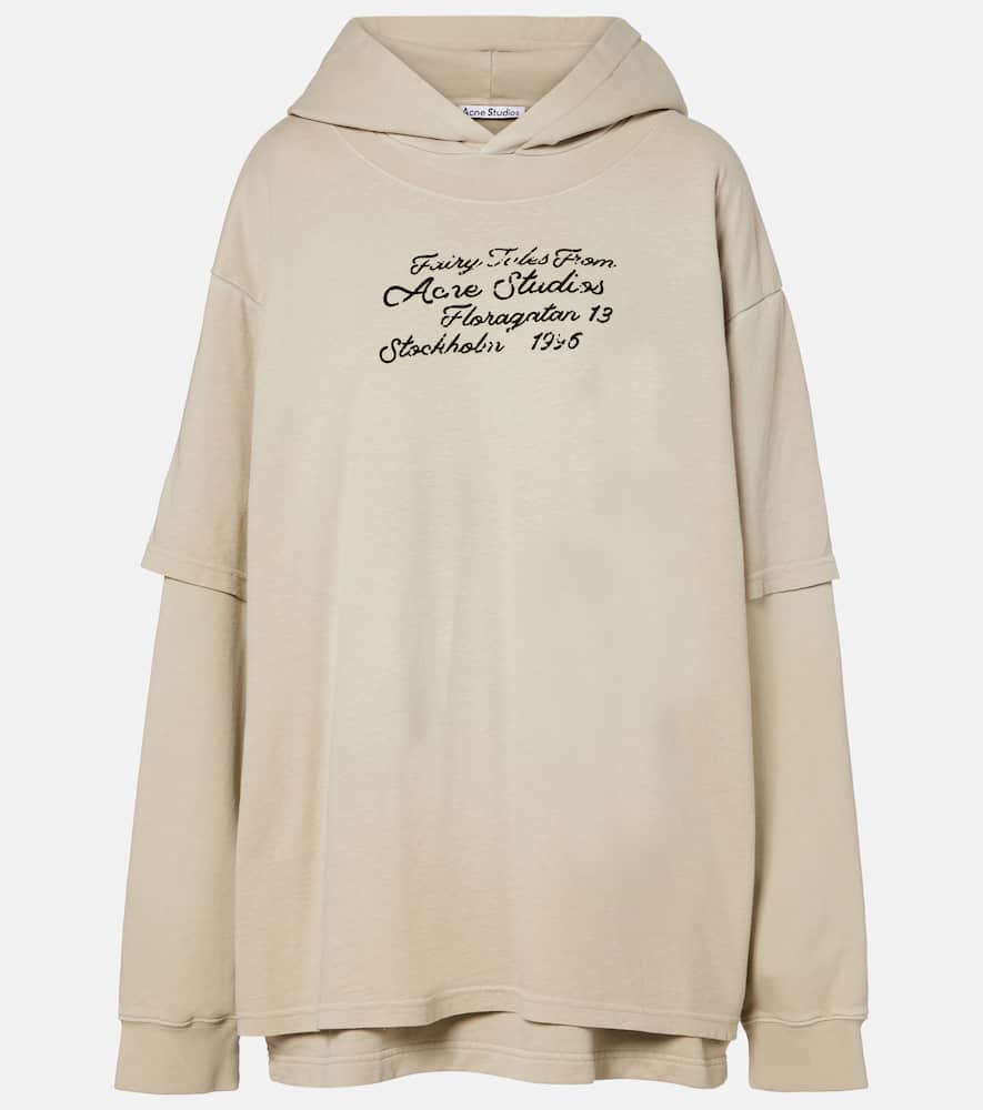 Acne Studios Womens Faded Beige Layered Relaxed-fit Cotton-jersey Hoodie Xs In Neutral