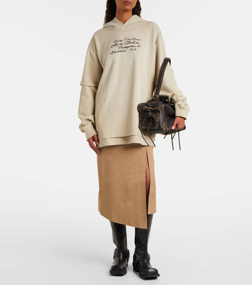 Acne Studios Womens Faded Beige Layered Relaxed-fit Cotton-jersey Hoodie Xs In Neutral