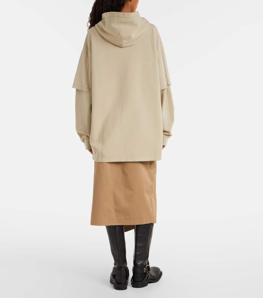 Acne Studios Womens Faded Beige Layered Relaxed-fit Cotton-jersey Hoodie Xs In Neutral