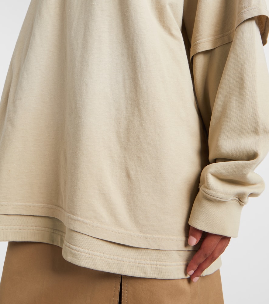 Acne Studios Womens Faded Beige Layered Relaxed-fit Cotton-jersey Hoodie Xs In Neutral