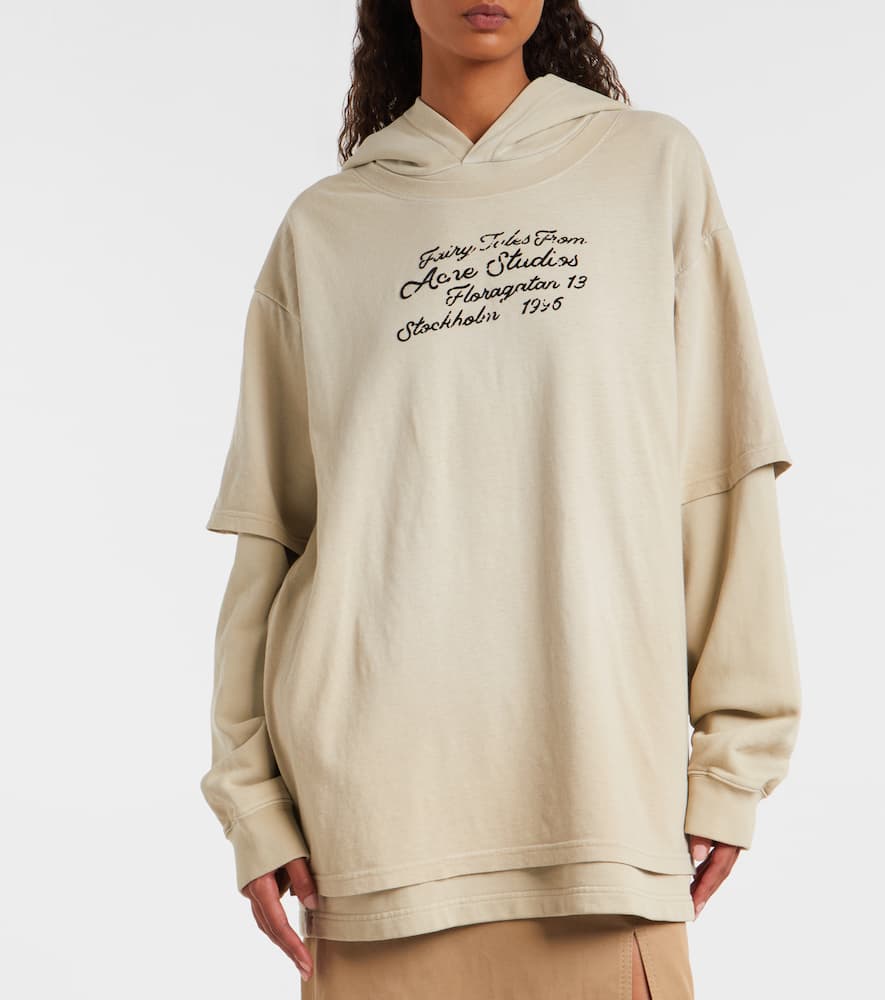 Acne Studios Womens Faded Beige Layered Relaxed-fit Cotton-jersey Hoodie Xs In Neutral