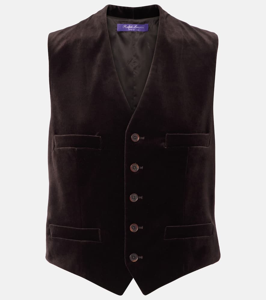Ralph Lauren Button-up Velvet Waistcoat In Brown