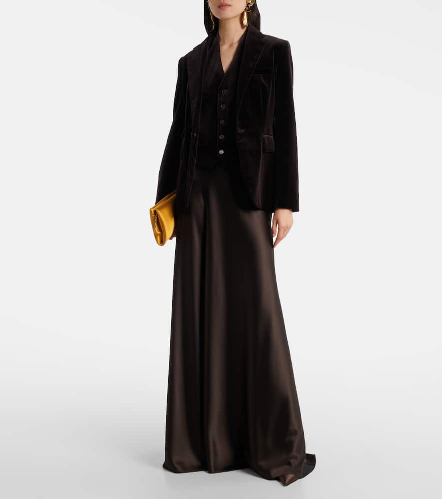 Ralph Lauren Button-up Velvet Waistcoat In Brown