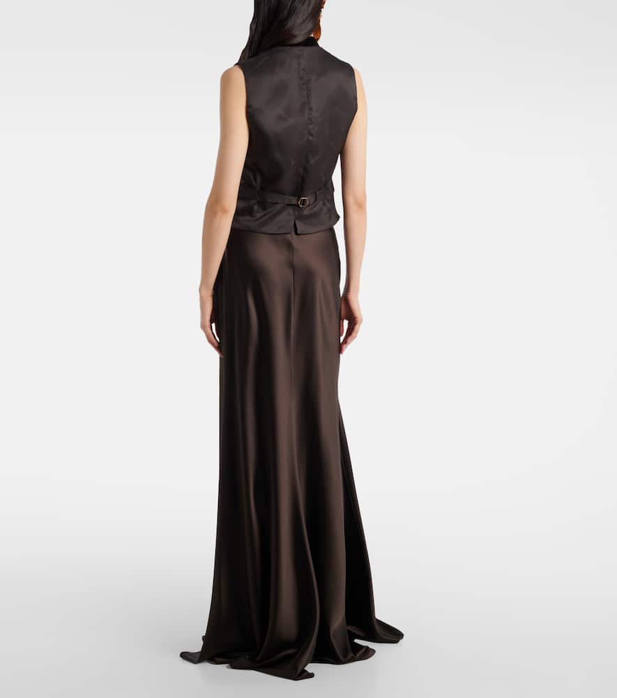 Ralph Lauren Button-up Velvet Waistcoat In Brown