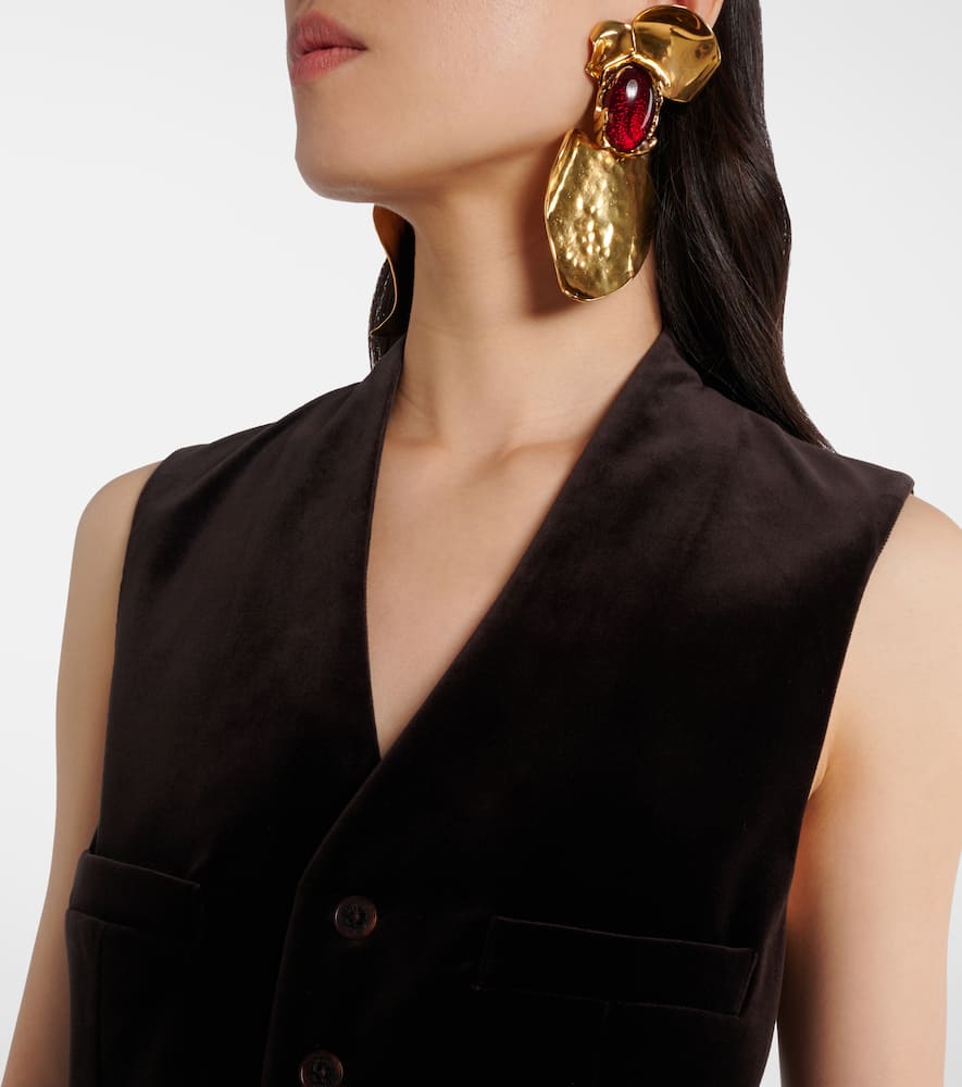 Ralph Lauren Button-up Velvet Waistcoat In Brown