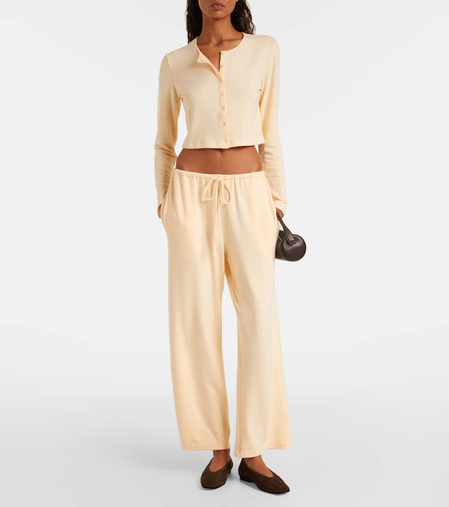 Leset Lauren Cropped Jersey Cardigan In Yellow