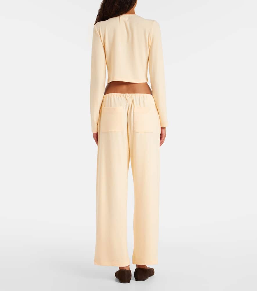 Leset Lauren Cropped Jersey Cardigan In Yellow