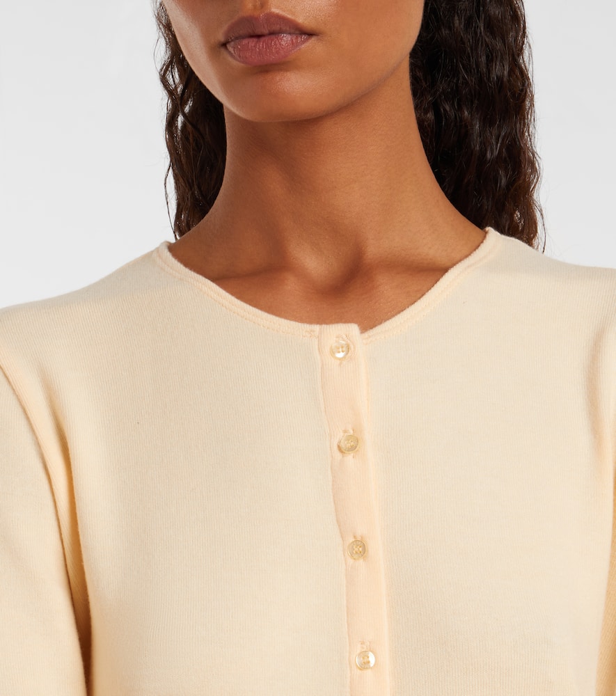 Leset Lauren Cropped Jersey Cardigan In Yellow