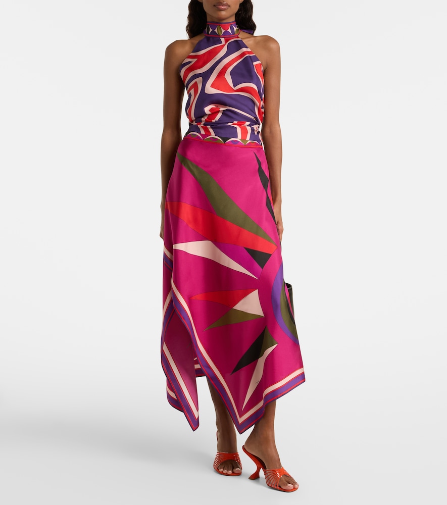  Pucci Pucci Labirinto Halterneck Silk Satin Top 