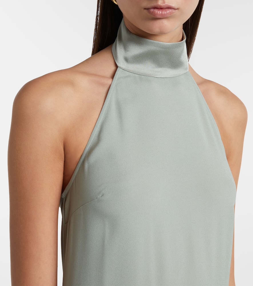 Taller Marmo Berlin Fringed Crêpe Cady Maxi Dress In Green