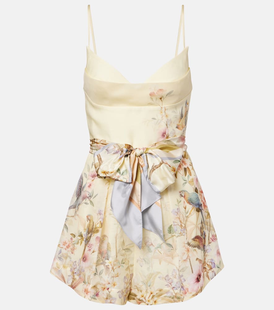 Zimmermann Rebellion Floral Linen And Silk Romper In Yellow
