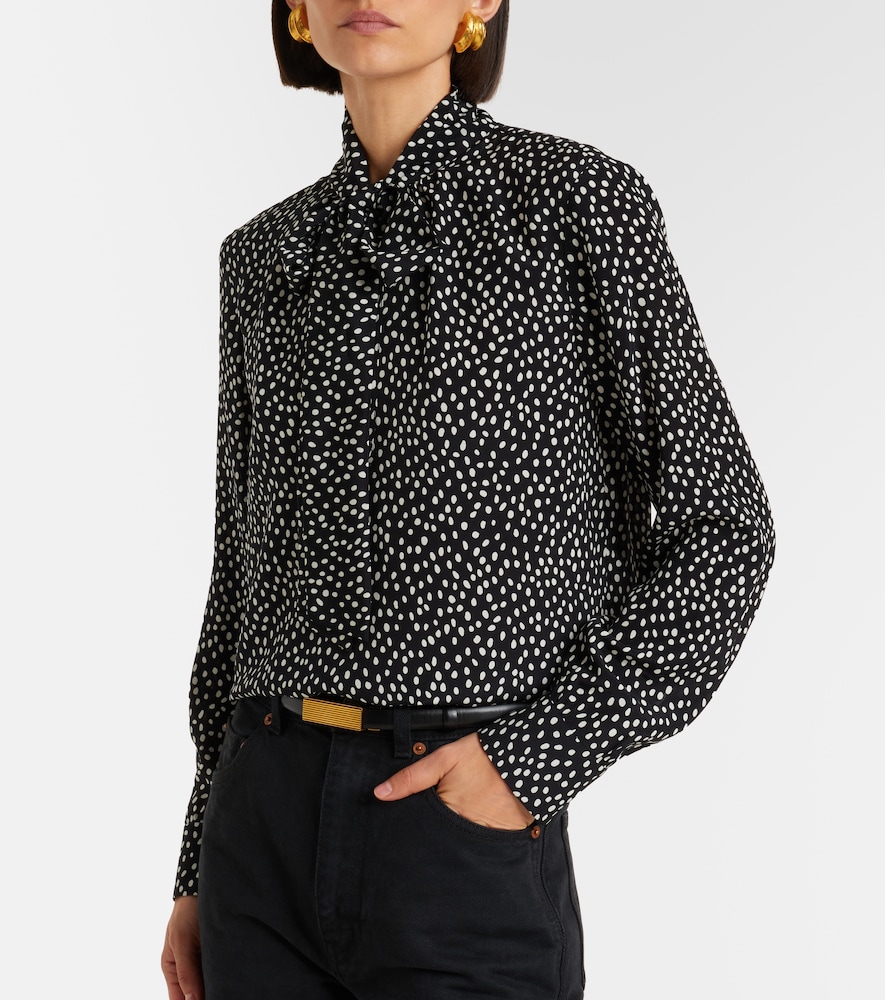 Nili Lotan Janese bow-detail polka-dot silk blouse