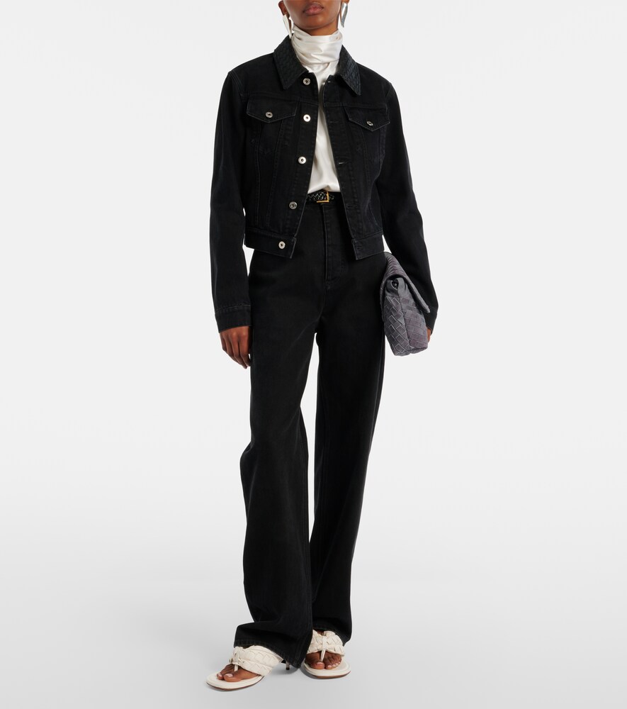 Bottega Veneta Intrecciato leather-trimmed denim jacket