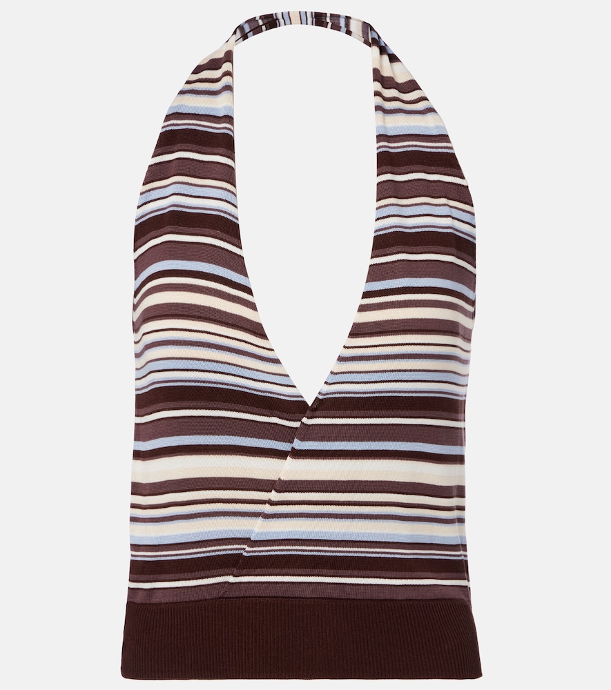 Aya Muse Knitted striped halterneck top