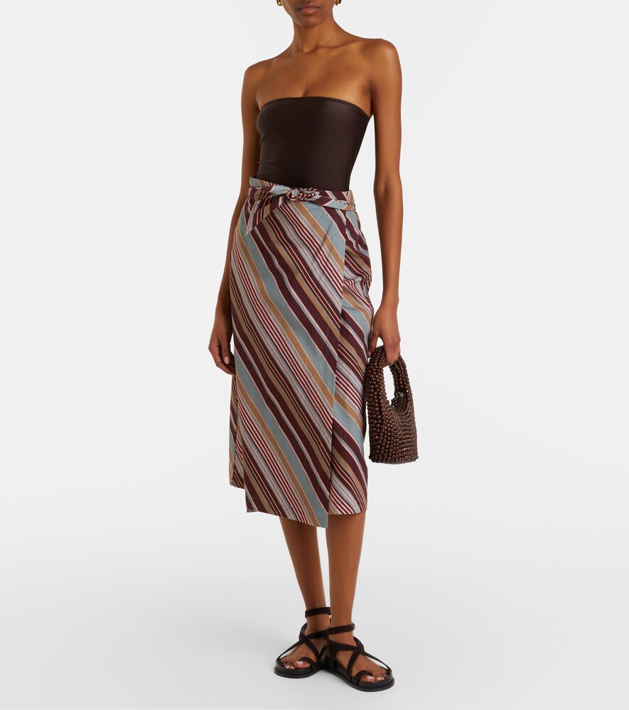 Adriana Degreas Striped cotton-blend beach cover-up