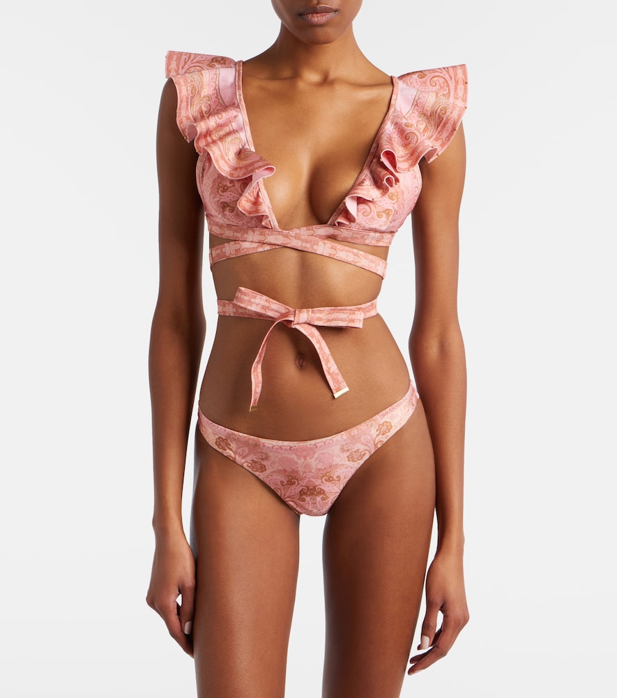 Zimmermann Como printed ruffled bikini