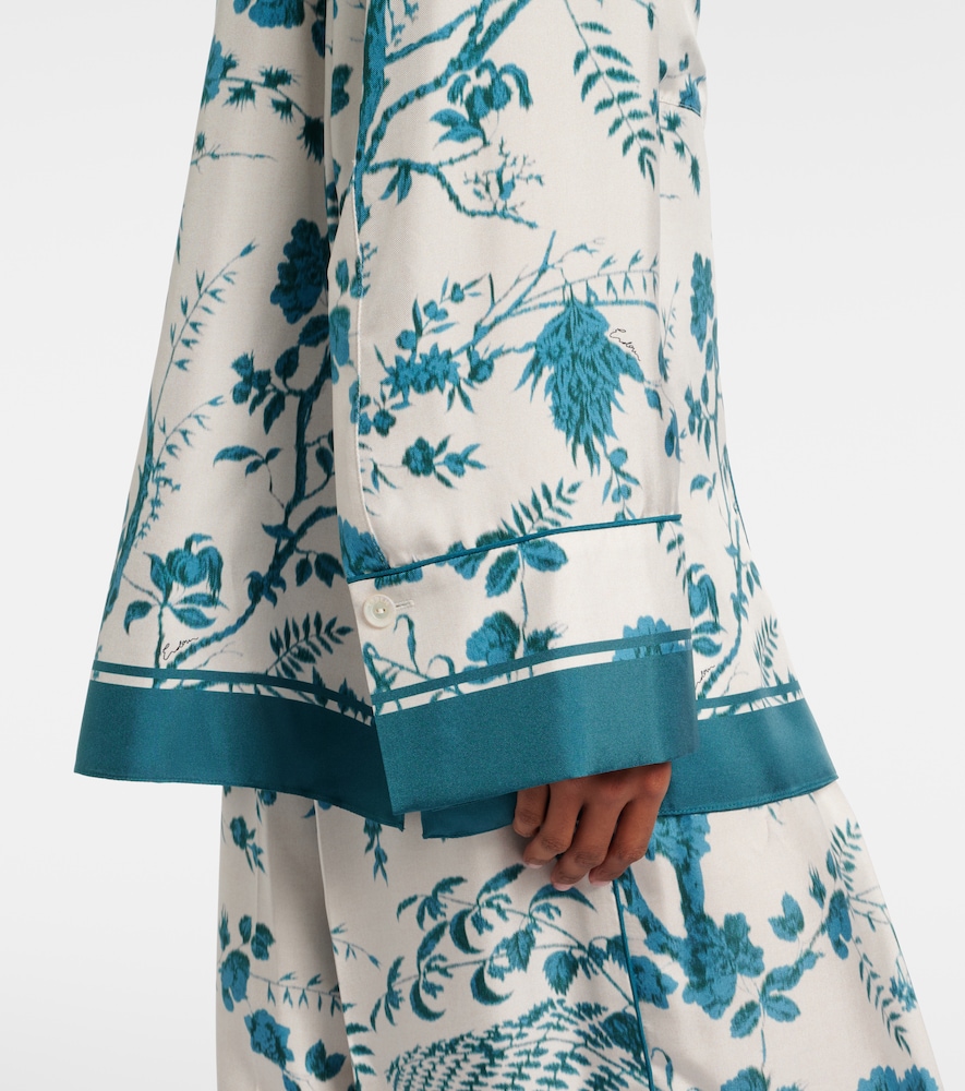 Floral Silk Pajama Shirt