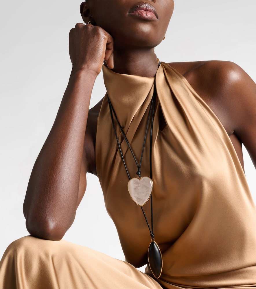 Jennifer Fisher 14kt gold-plated and leather necklace with quartz