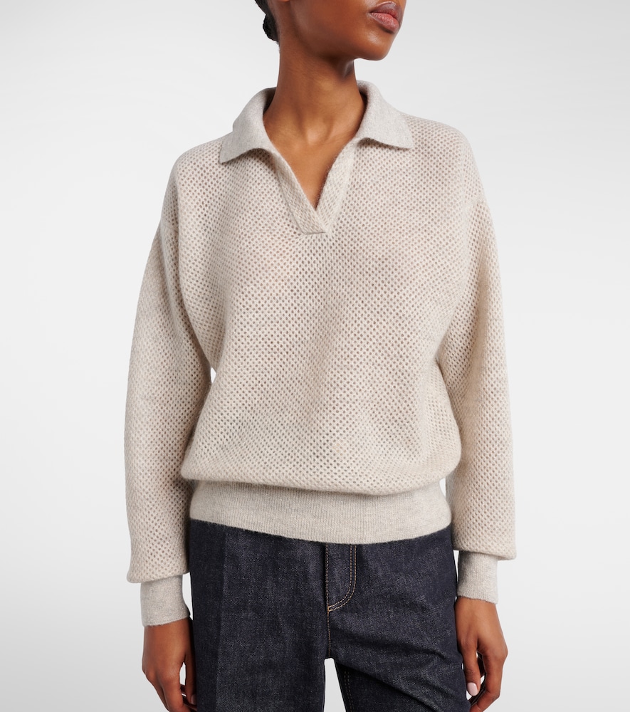  Brunello Cucinelli Brunello Cucinelli Open-knit Polo Sweater 