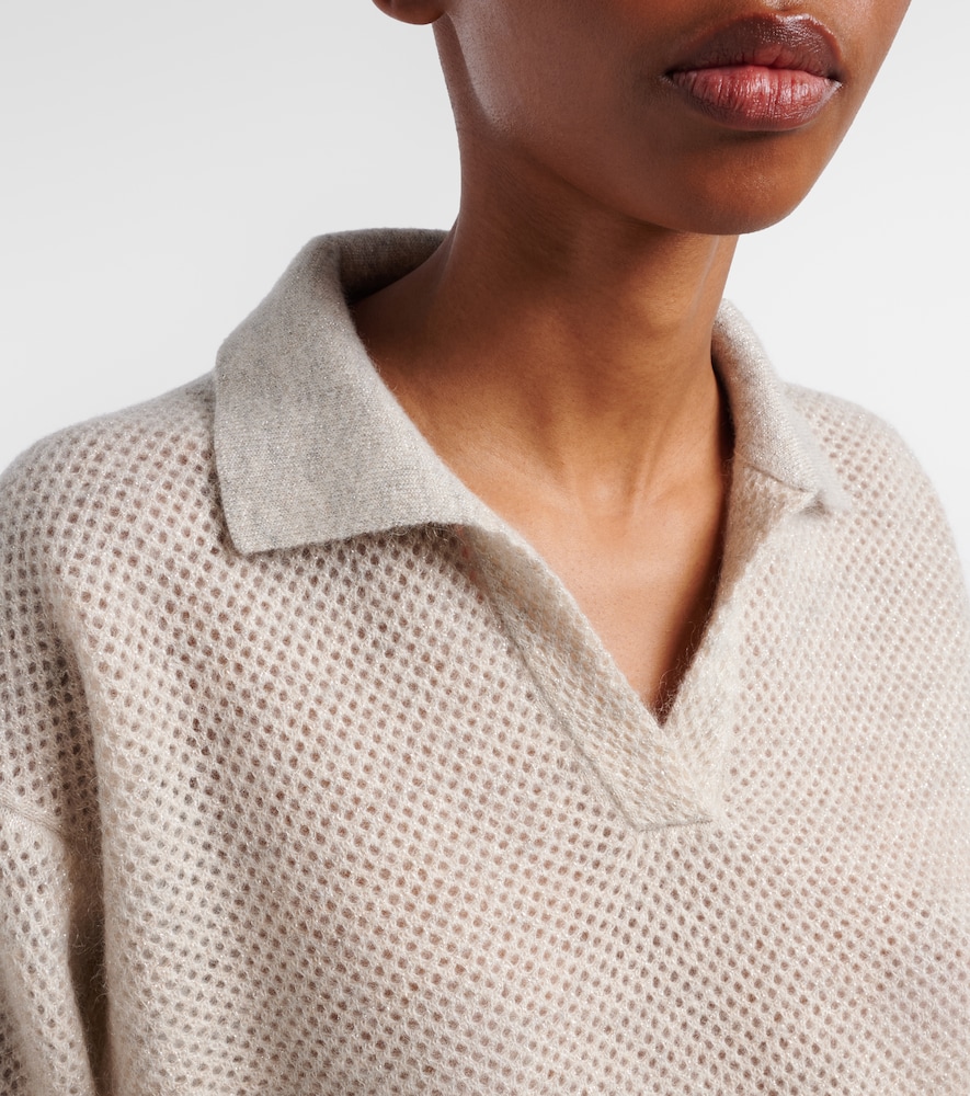  Brunello Cucinelli Brunello Cucinelli Open-knit Polo Sweater 