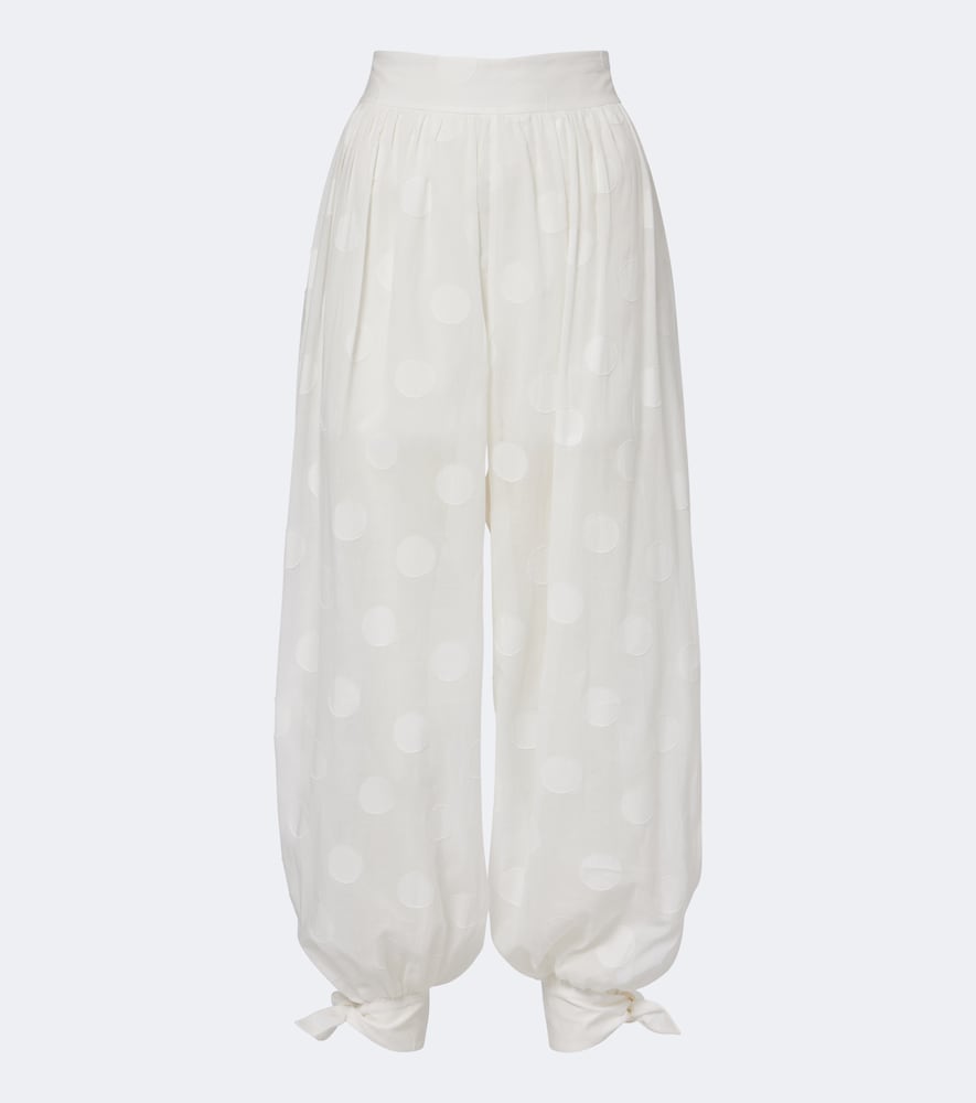 Zimmermann Solstice Polka-dot Cotton Balloon Pants In White