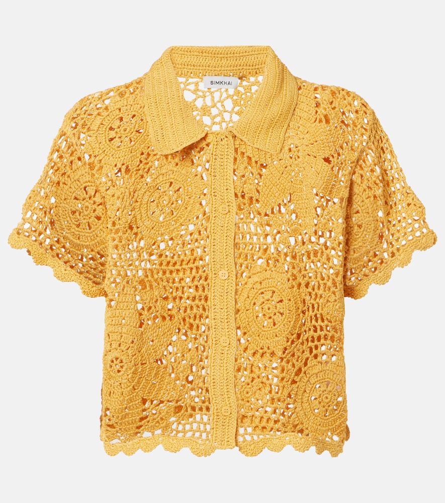 Simkhai Women's Yellow Macks Floral Crochet Cotton Shirt UK Size 12 - Mytheresa