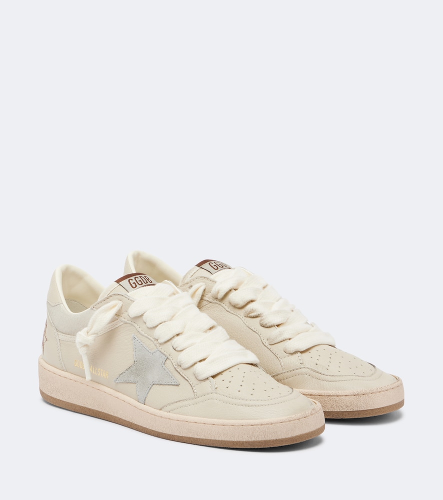 Golden Goose Ball Star Suede-trimmed Leather Sneakers In Sand