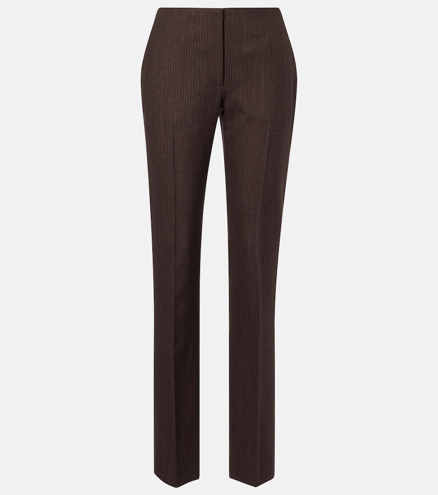 Alexander Mcqueen Striped Wool Straight Pants In Brown