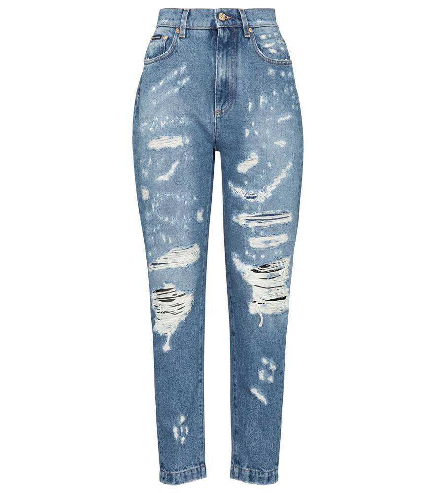 DOLCE & GABBANA HIGH-RISE DISTRESSED SLIM JEANS,P00547668