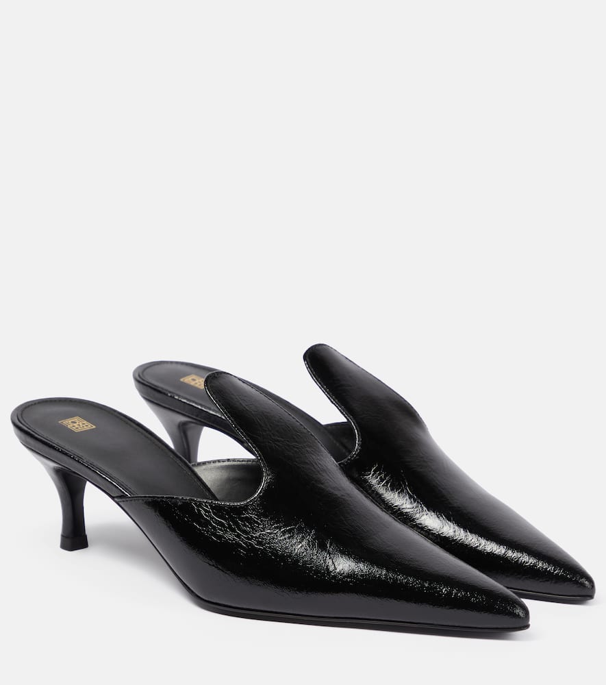 Totême Black Sharp Patent Slingback Heels In Black