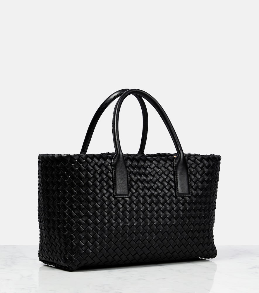 Bottega Veneta Cabat Small Leather Tote Bag In Black-gold