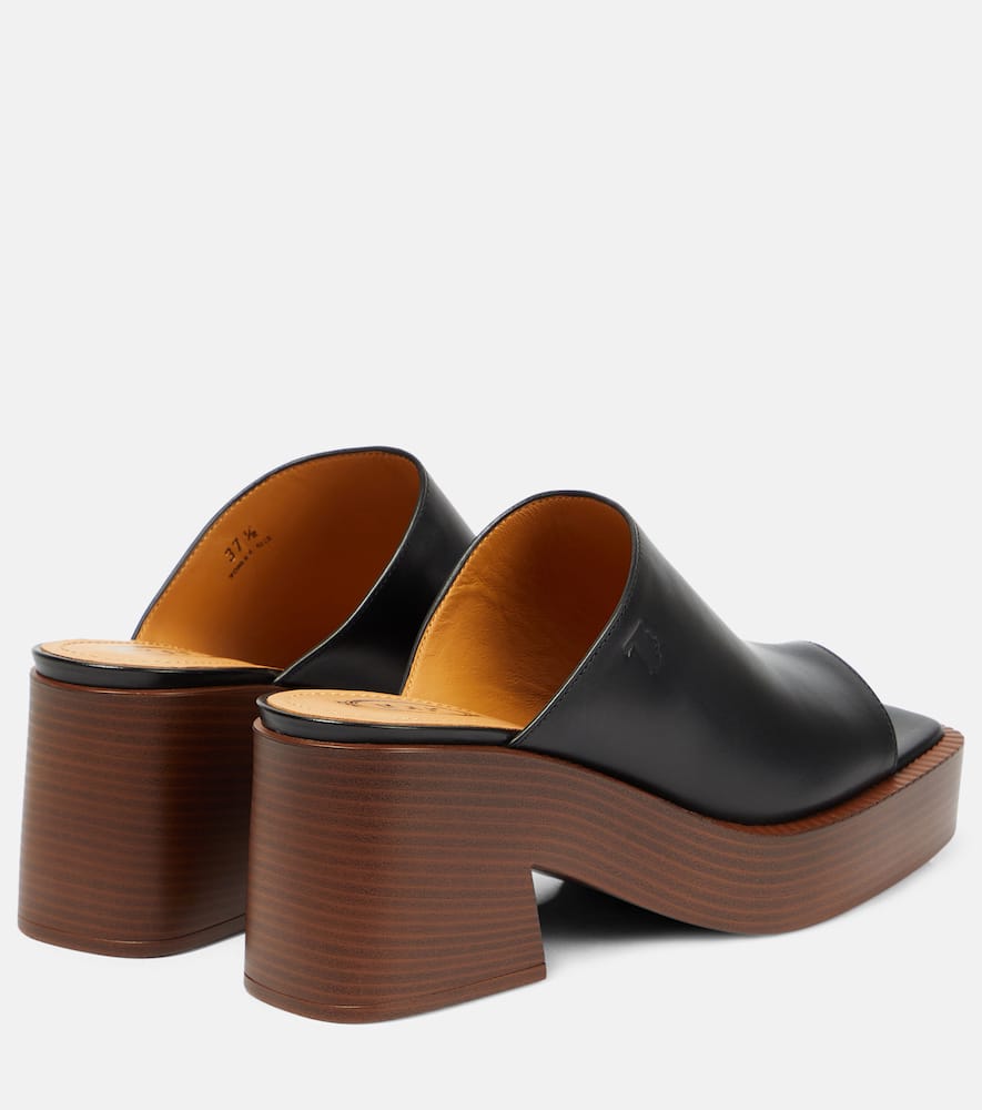 Shop Tod's Leather Mules In Black