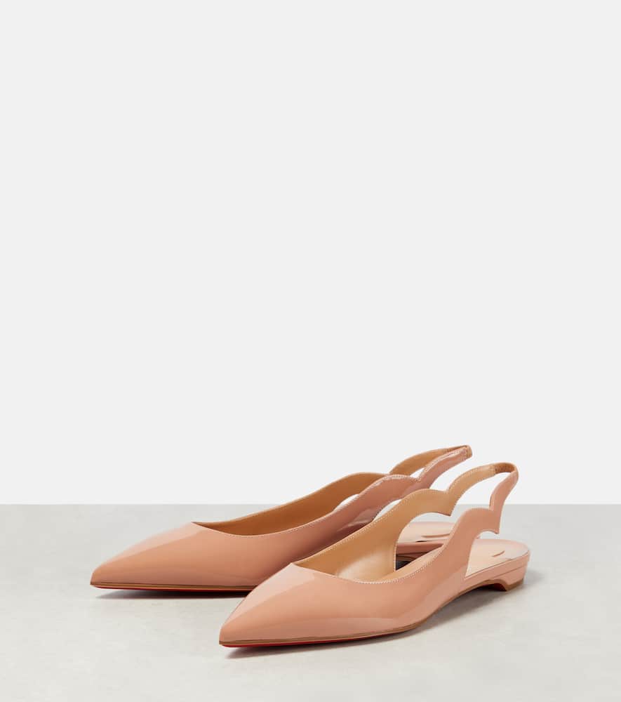 Christian Louboutin Patent Leather Ballet Flats In Beige