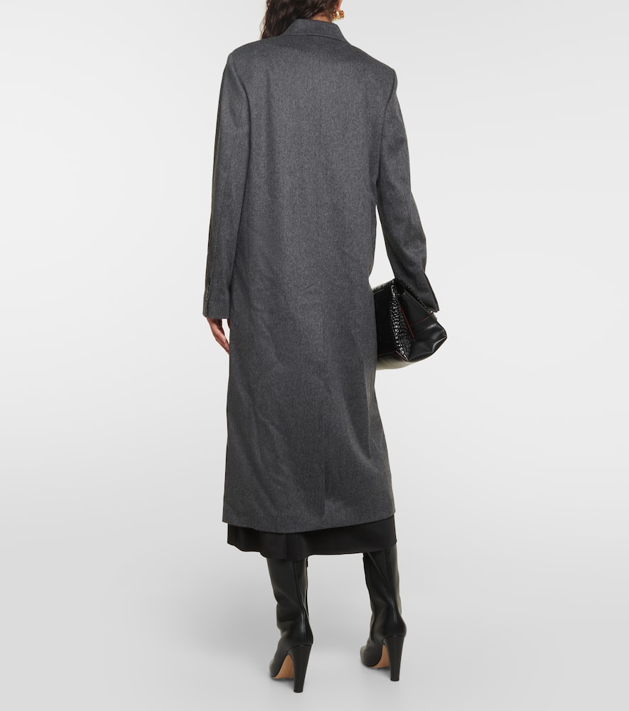 Shop Victoria Beckham Mélange Double-breasted Wool Coat In Grey