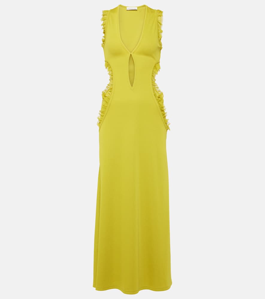 Carina ruffled cutout midi dress