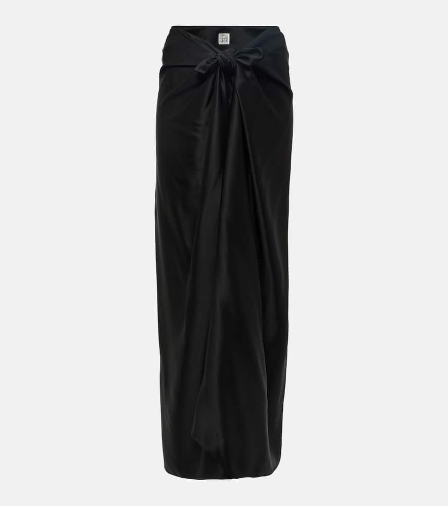 Totême Knot-detail Satin Maxi Skirt In Black