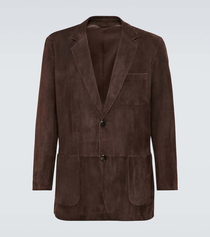 Giorgio Armani Suede Blazer In Brown