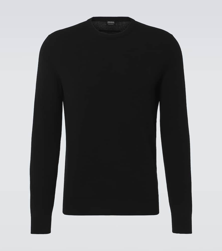 Zegna Cashmere And Silk Sweater In Black Solid