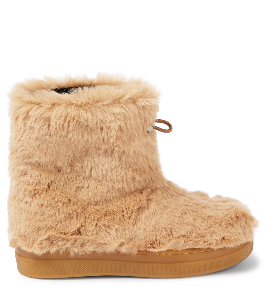 Il Gufo Faux Fur Ankle Boots In Beige