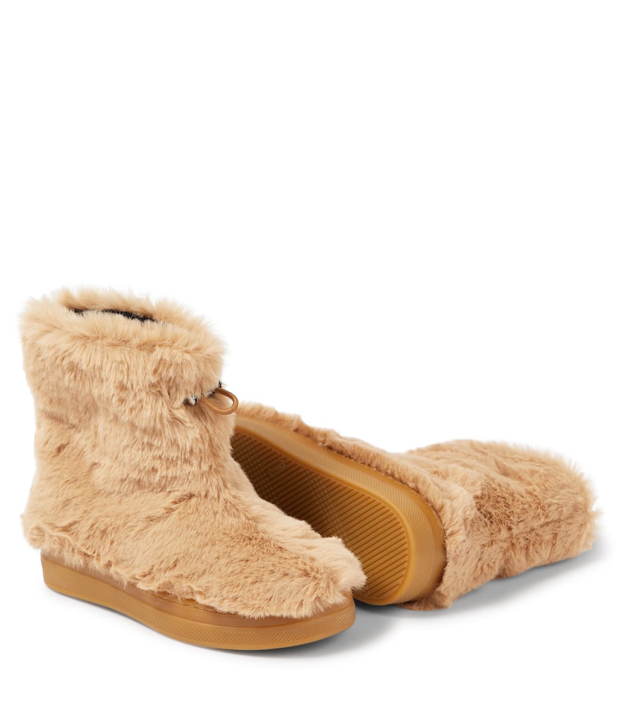 Il Gufo Faux Fur Ankle Boots In Beige